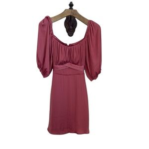 Francesca's Pink Ruched Mini Dress with Scoop Neck Dusty Rose wedding guest